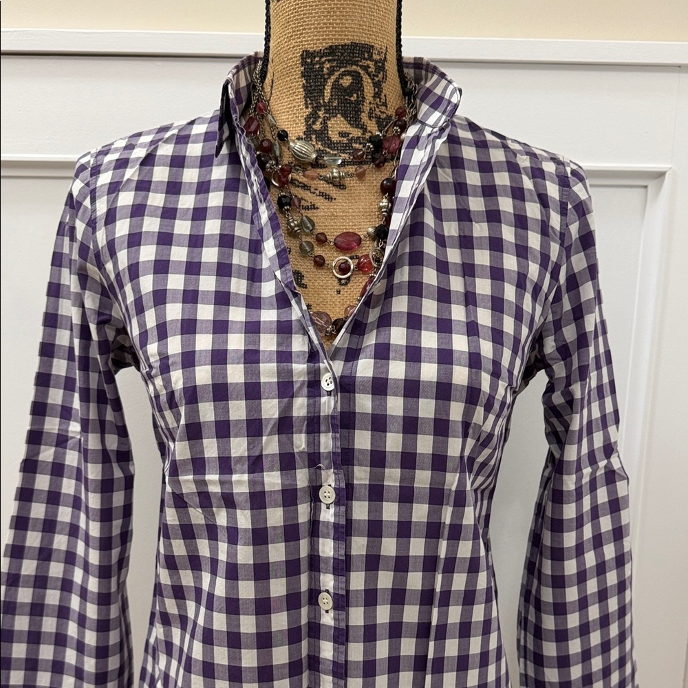 J. Crew Women’s Purple And White Gingham Button-Down Shirt